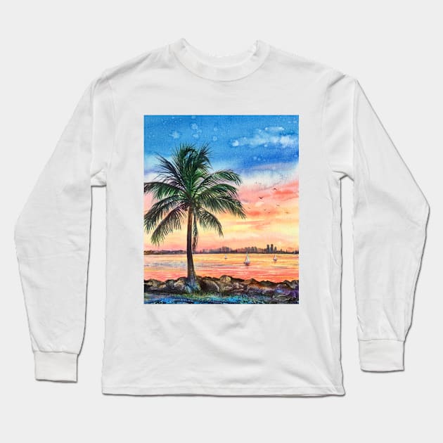 Miami beach Long Sleeve T-Shirt by EL_ART